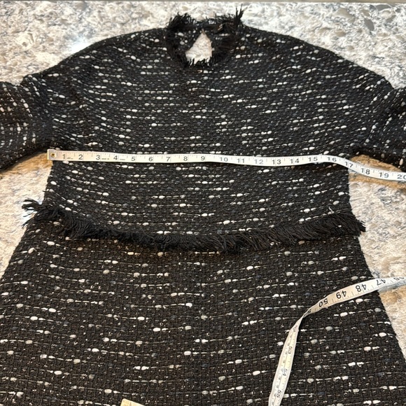 Zara | Tweed Mini Dress With Fringe in Black White Size S Small - Picture 11 of 14